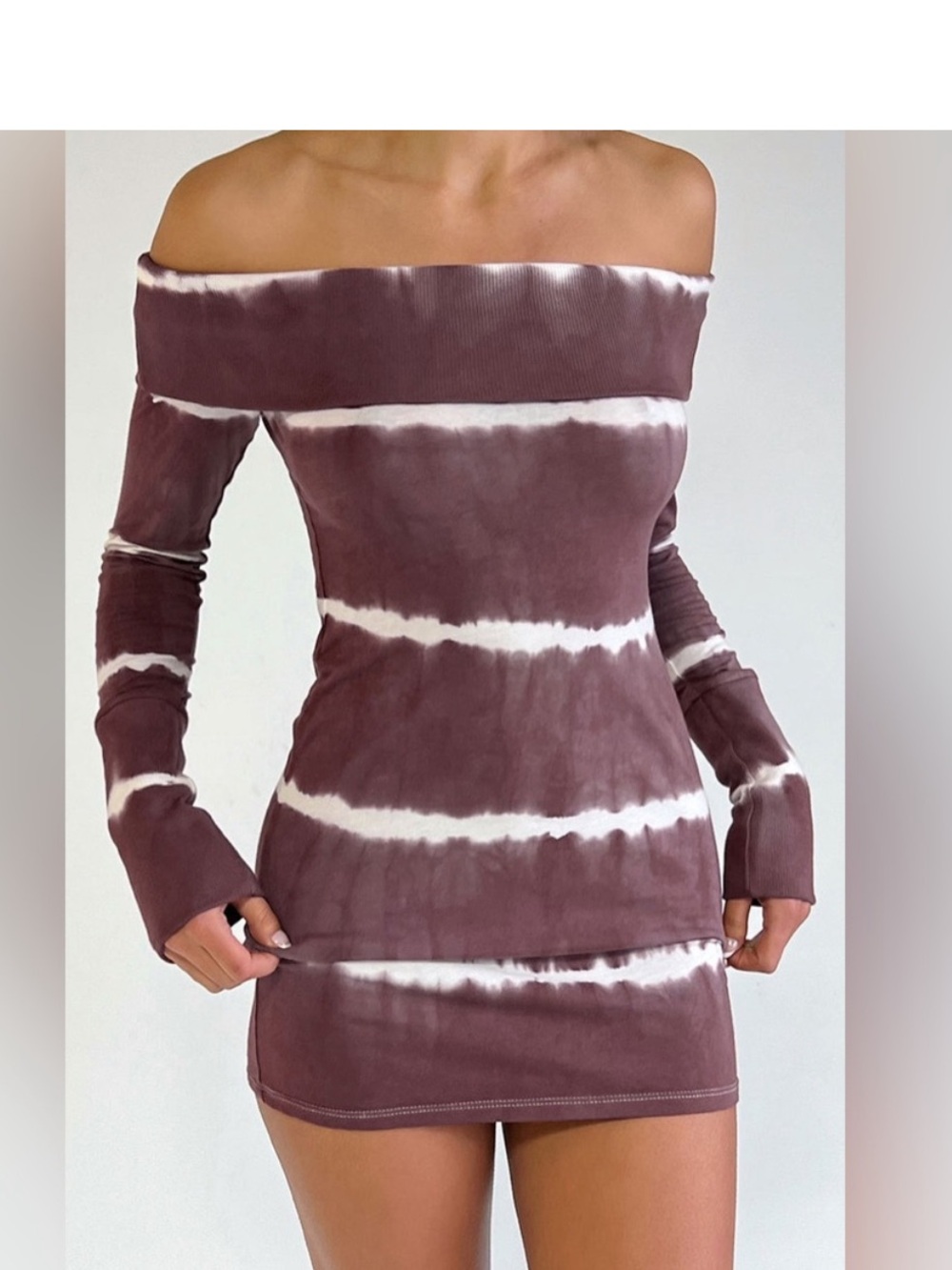 Frankies Bikinis Size Small Taro Tie Dye Cinzia Cotton Off Shoulder Dress New